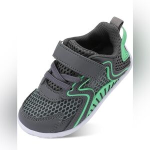 Kids Gray and Green Athletic Shoes